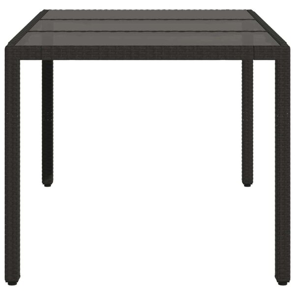 VidaXL Polyrattan Kerti Asztal - Üveglap - 150x90x75cm