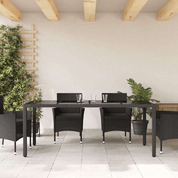 VidaXL Polyrattan Kerti Asztal - Üveglap - 190x90 cm