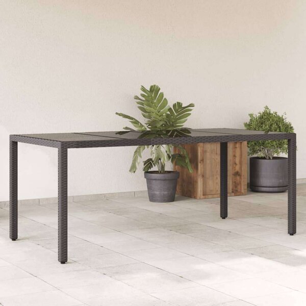 VidaXL Polyrattan Kerti Asztal - Üveglap - 190x90 cm