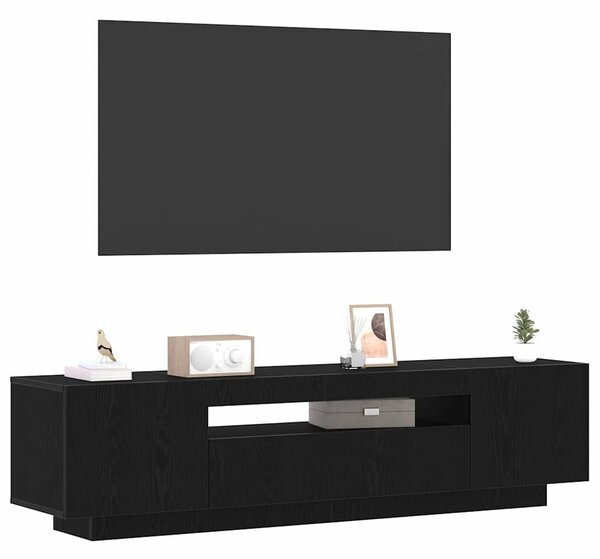 TV szekrény 160 x 35 x 40 cm Fekete Szerelt Fa