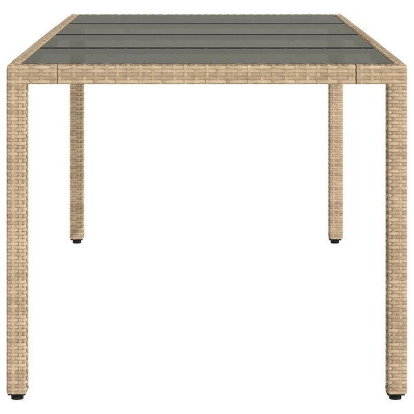 VidaXL Polyrattan Kerti Asztal - Bézs - 190x90 cm