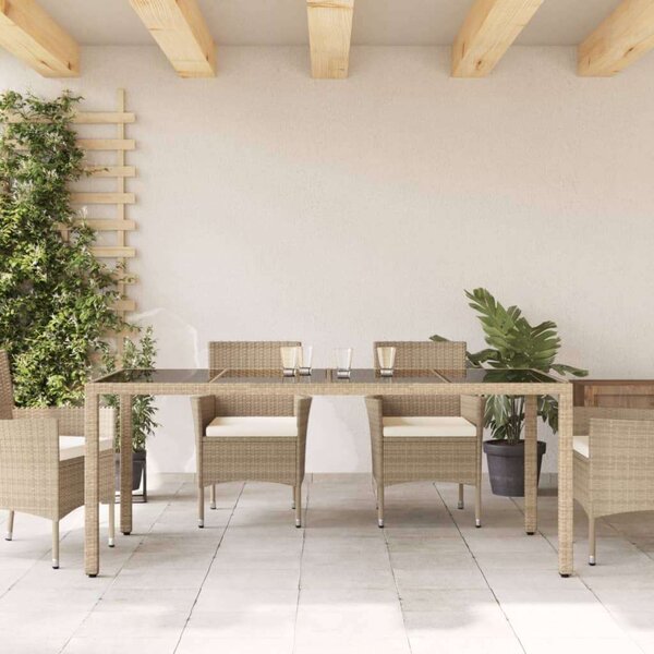 VidaXL Polyrattan Kerti Asztal - Bézs - 190x90 cm