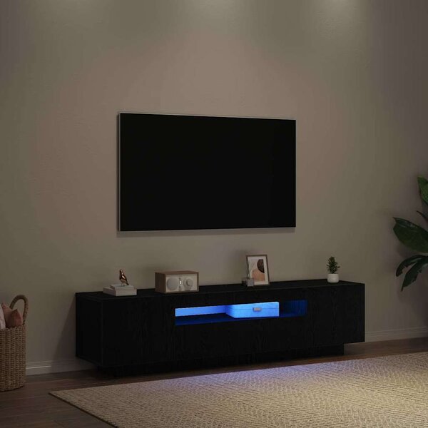 TV szekrény 160 x 35 x 40 cm Fekete Szerelt Fa