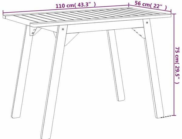 Akácfa Kerti Asztal - 110x56x75 cm