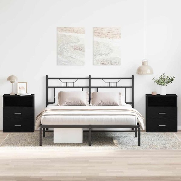 Éjjeliszekrény 2 db Fekete tölgy 50 x 32 x 60 cm Szerelt Fa