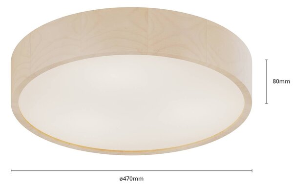 Envostar Kerio mennyezeti lámpa, Ø 47 cm, fehér, dimmelhető, Fehér / opál, Nappali / Étkező, Fa, Modern