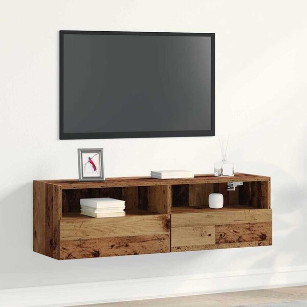 TV Fali Szekrény 100 x 30 x 30 cm Régi fa Szerelt Fa