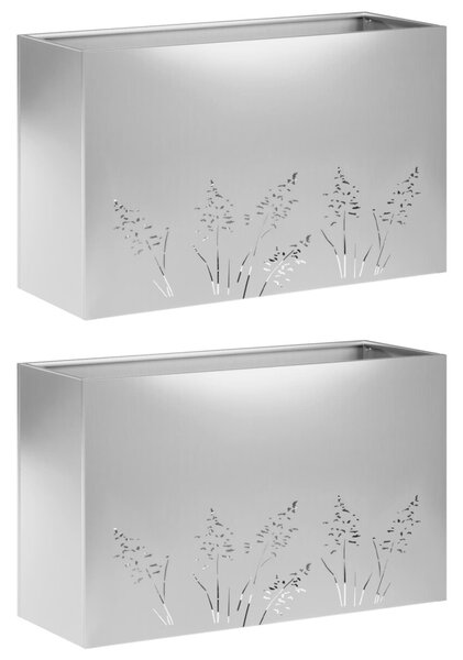 Kerti cserép 2 db Ezüst 80 x 30 x 49 cm Horganyzott Acél