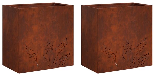 Kerti cserép 2 db Rozsdás 50 x 30 x 49 cm Időjárásálló Acél