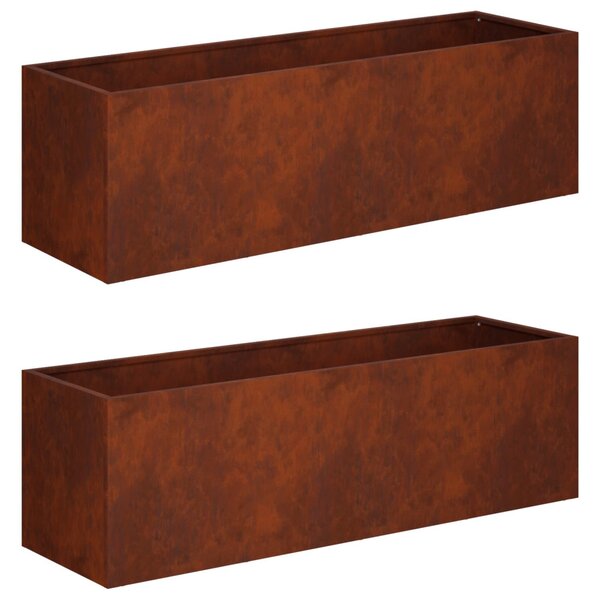 Kerti cserép 2 db Rozsdás 80 x 30 x 30 cm Időjárásálló Acél