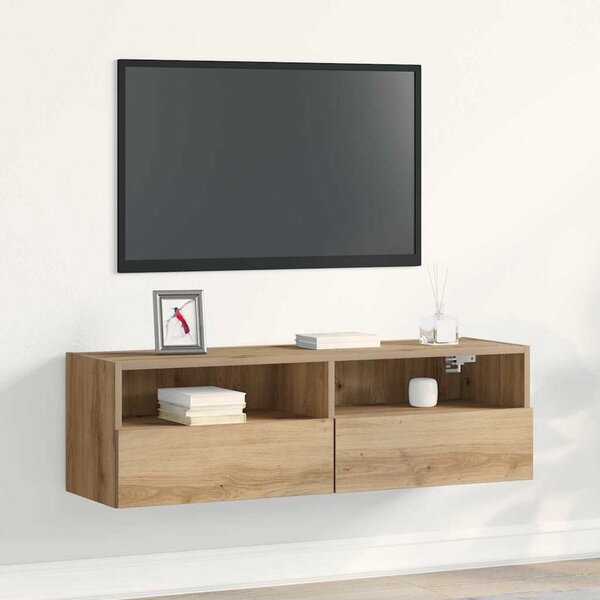 TV Fali Szekrény 100 x 30 x 30 cm kézműves tölgy Szerelt Fa