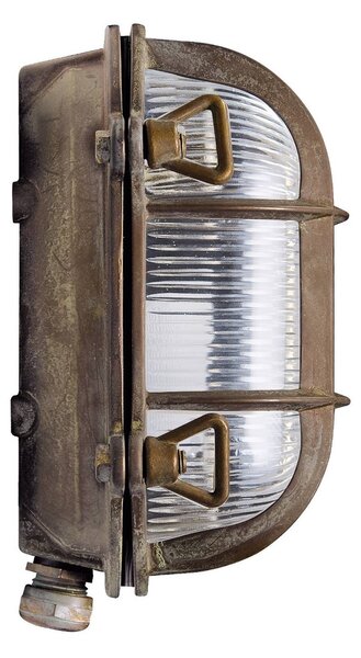 Moretti Luce Kültéri fali Tortuga ovális 17cm s.réz-ant./tiszta, dimmelhető, Bronz / antik sárgaréz, Sárgaréz, Tengeri