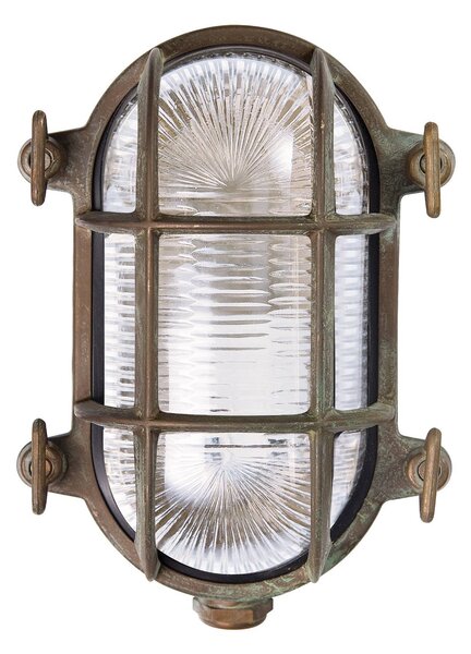 Moretti Luce Kültéri fali Tortuga ovális 17cm s.réz-ant./tiszta, dimmelhető, Bronz / antik sárgaréz, Sárgaréz, Tengeri