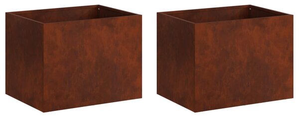 Kerti cserép 2 db Rozsdás 40 x 30 x 30 cm Időjárásálló Acél