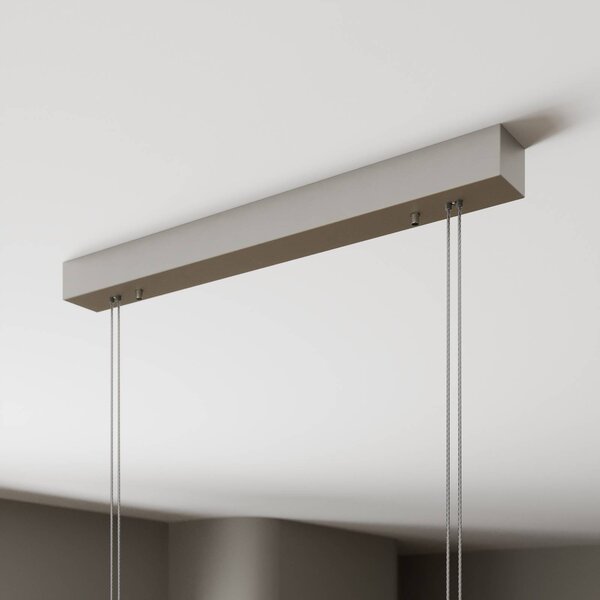 Quitani LED függő lámpa Nora, természetes tölgy, hossza 158 cm, dimmelhető, Világos fa, Nappali / Étkező, Fa, Modern