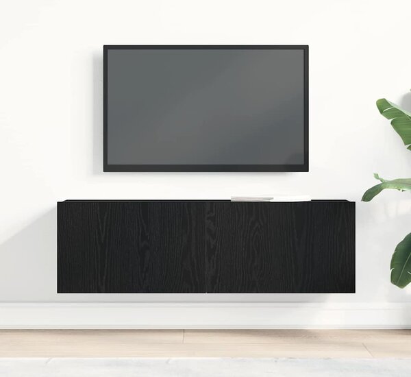 TV szekrény 100 x 30 x 30 cm Fekete tölgy Szerelt Fa