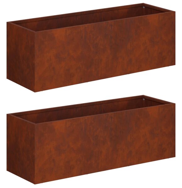 Kerti cserép 2 db Rozsdás 40 x 20 x 20 cm Időjárásálló Acél