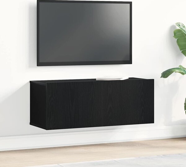 TV szekrény 80 x 30 x 30 cm Fekete tölgy Szerelt Fa