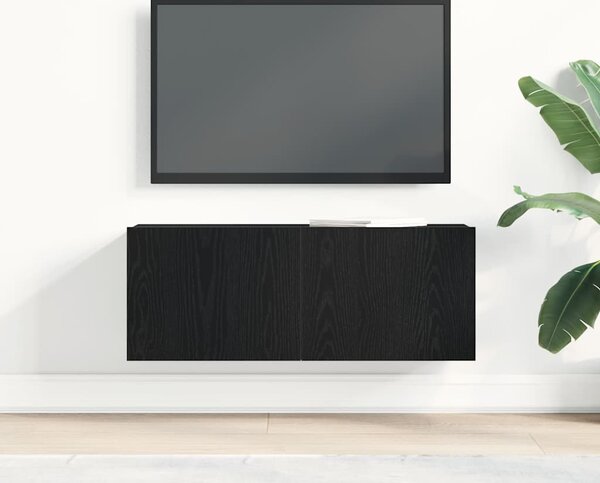 TV szekrény 80 x 30 x 30 cm Fekete tölgy Szerelt Fa