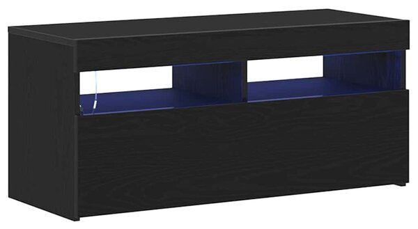 TV szekrény 90 x 35 x 40 cm Fekete tölgy Szerelt Fa