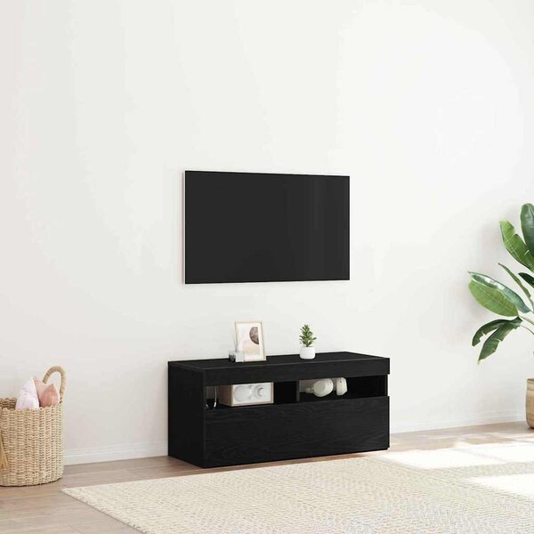 TV szekrény 90 x 35 x 40 cm Fekete tölgy Szerelt Fa
