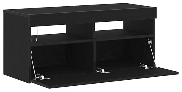 TV szekrény 90 x 35 x 40 cm Fekete tölgy Szerelt Fa