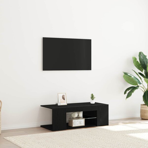 TV szekrény 90 x 39 x 30 cm Fekete tölgy Szerelt Fa