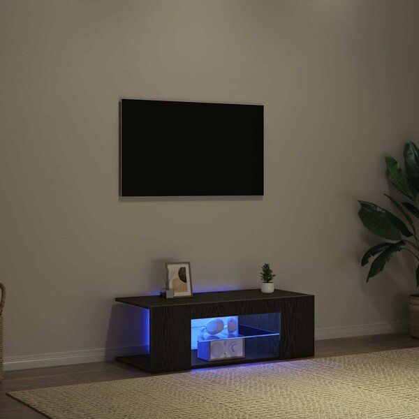 TV szekrény 90 x 39 x 30 cm Fekete tölgy Szerelt Fa