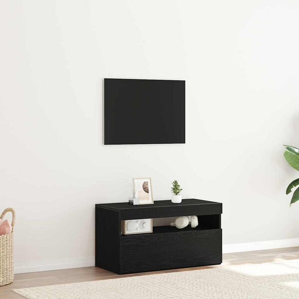 TV szekrény 75 x 35 x 40 cm Fekete tölgy Szerelt Fa