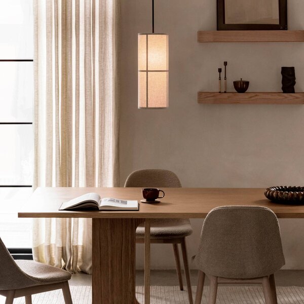 Audo Copenhagen Hashira lógó világítás vászonból, Ø18 cm, természetes színű, dimmelhető, Krém / borostyánsárga, Nappali / Étkező, Textil / szövet / selyem, Dizájn