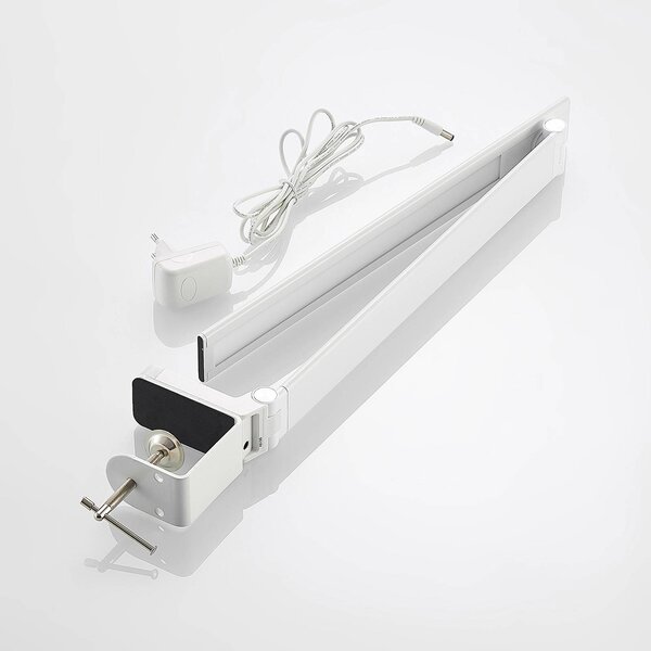 PRIOS Prios LED asztali lámpa Tamarin, magasság 40 cm, fehér, fényerőszabályozható, dimmelhető, Fehér / opál, Dolgozószoba / Iroda, Műanyag, Modern