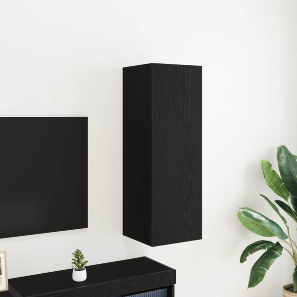 Fali TV Szekrény 30,5 x 30 x 90 cm Fekete tölgy Szerelt Fa