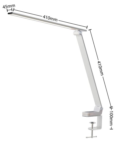 PRIOS Prios LED asztali lámpa Tamarin, magasság 40 cm, fehér, fényerőszabályozható, dimmelhető, Fehér / opál, Dolgozószoba / Iroda, Műanyag, Modern