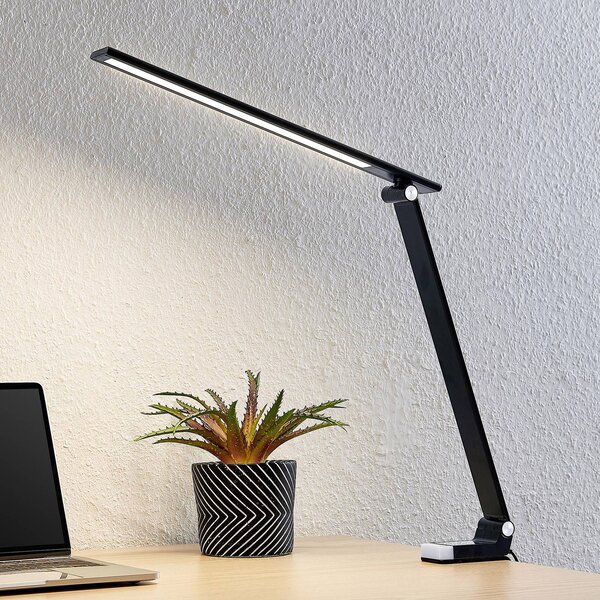 PRIOS Prios Tamarin LED lámpa, szabályozható, fekete, dimmelhető, Fekete, Dolgozószoba / Iroda, Műanyag, Modern