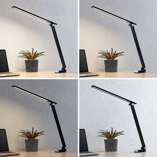 PRIOS Prios Tamarin LED lámpa, szabályozható, fekete, dimmelhető, Fekete, Dolgozószoba / Iroda, Műanyag, Modern