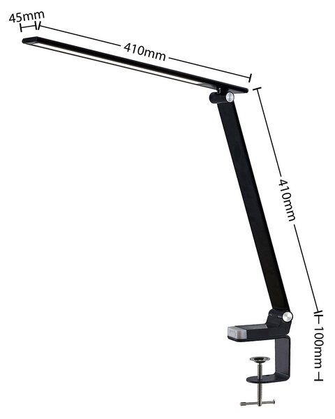 PRIOS Prios Tamarin LED lámpa, szabályozható, fekete, dimmelhető, Fekete, Dolgozószoba / Iroda, Műanyag, Modern