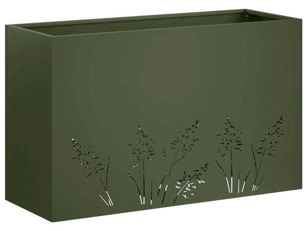 Kerti cserép Olajzöld 80 x 20 x 49 cm Hidegen hengerelt acél