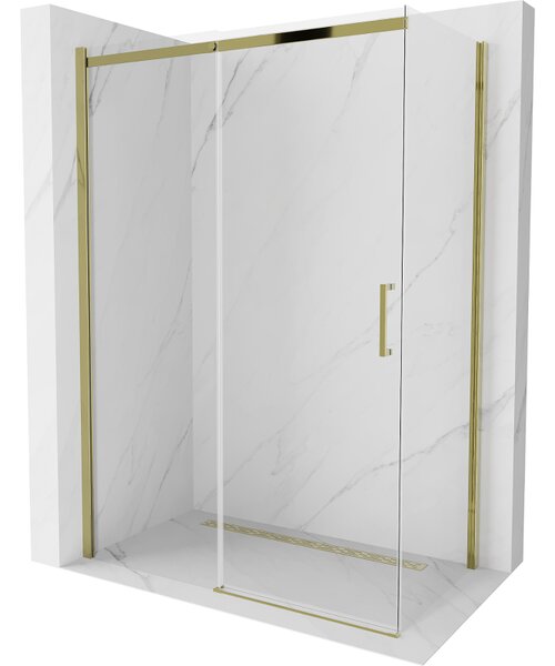 Mexen Omega zuhany 130x70cm, 8mm üveg, aranyprofil átlátszó üveg, 825-130-070-50-00