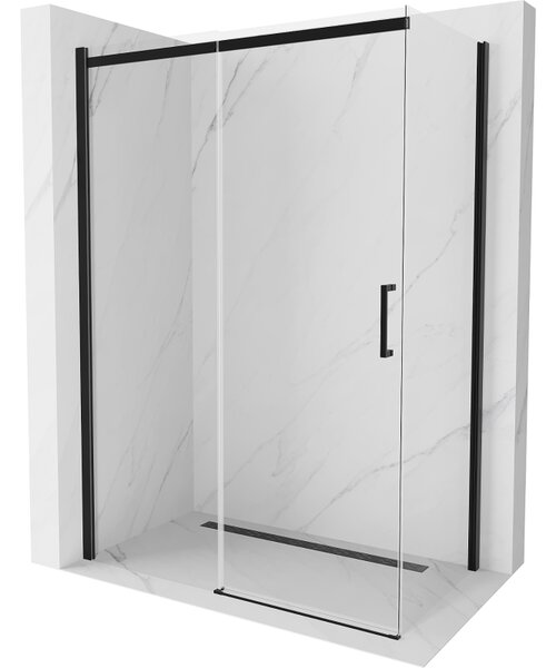 Mexen Omega zuhany 130x70cm, 8mm üveg, fekete profil-átlátszó üveg, 825-130-070-70-00