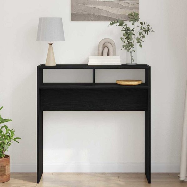 Konzolasztal Fekete tölgy 78 x 30 x 80 cm Szerelt Fa