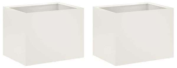 Kerti cserép 2 db Fehér 40 x 30 x 30 cm Hidegen hengerelt acél