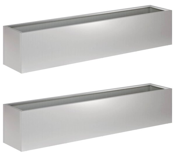 Kerti cserép 2 db Ezüst 80 x 20 x 20 cm Horganyzott Acél