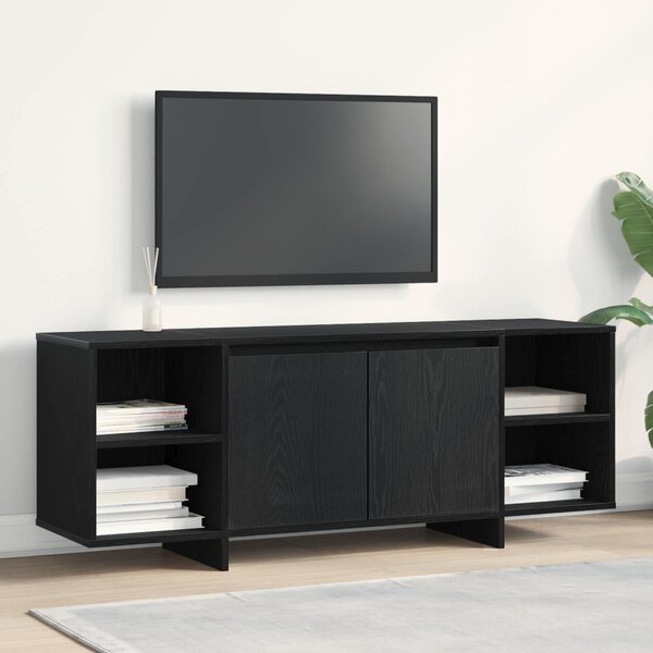 TV szekrény 130 x 35 x 50 cm Fekete Tölgy Szerelt Fa