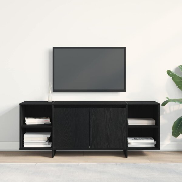 TV szekrény 130 x 35 x 50 cm Fekete Tölgy Szerelt Fa