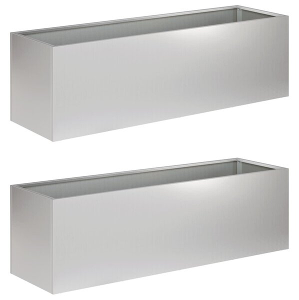 Kerti cserép 2 db Ezüst 80 x 30 x 30 cm Horganyzott Acél