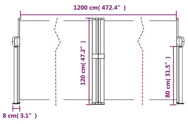 VidaXL Behúzható Napellenző - Bézs - 120x1200 cm
