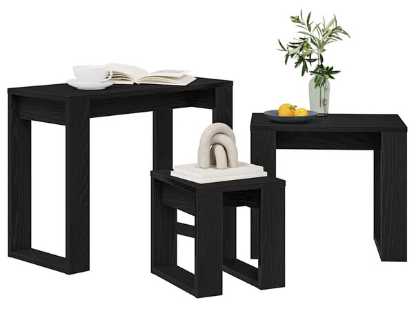 Egymásba helyezhető asztalok 3 db Fekete tölgy 61 x 28 x 47 cm