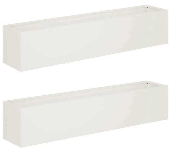 Kerti cserép 2 db Fehér 80 x 20 x 20 cm Hidegen hengerelt acél