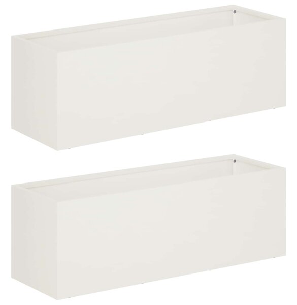 Kerti cserép 2 db Fehér 40 x 20 x 20 cm Hidegen hengerelt acél