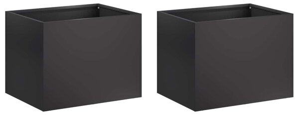 Kerti cserép 2 db Fekete 40 x 30 x 30 cm Hidegen hengerelt acél